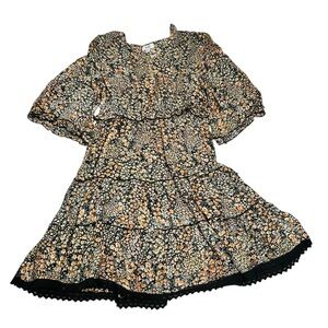 Myra Bag Floral Midi Dress in Black and Cream